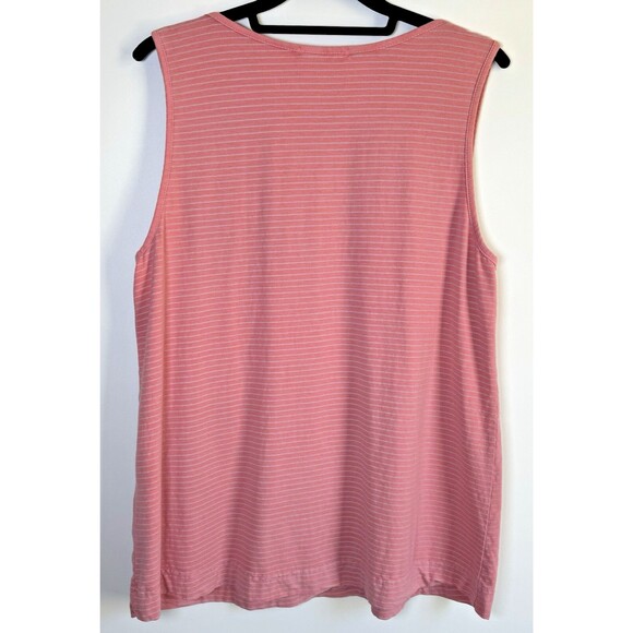 Fresh Produce Pink Stripe Tank Top Womens Large Sleeveless Coastal Beach USA - Picture 2 of 10